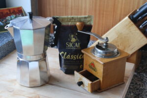 Coffee grinder in kitchen