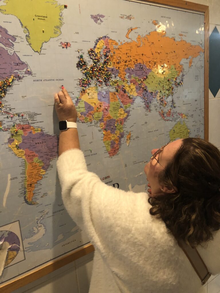 We pin the first worldwide pin on the Azores for the House of Flavors in Ludington, Michigan after some great ice cream and fabulous service!