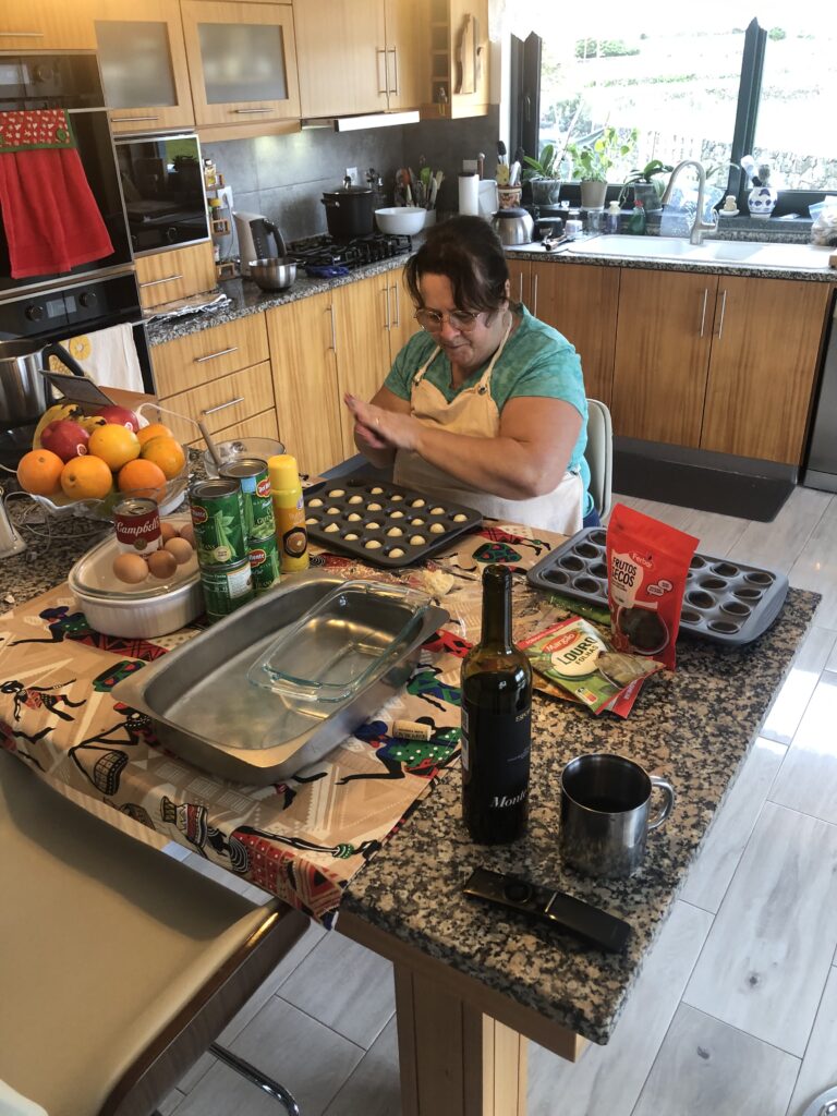 Sofia baking Pecan Cupcakes in Kitchen